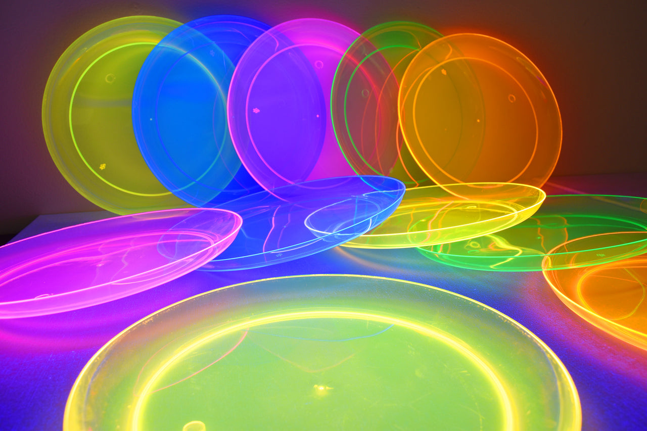10.25 inch Neon UV Blacklight Reactive Glow Party Plates- 20 Count –  DirectGlow LLC