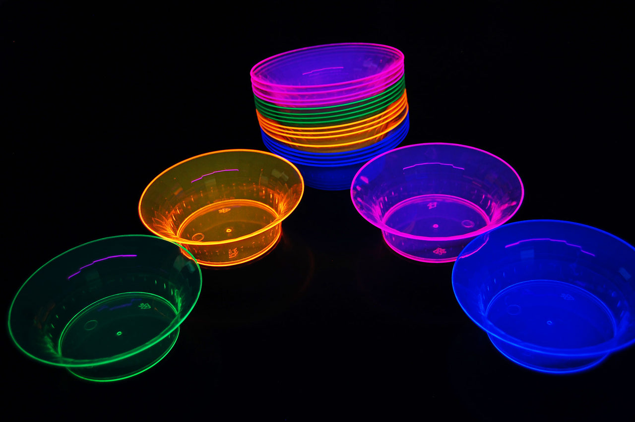 10 Ounce Neon UV Blacklight Reactive Glow Party Bowls- 20 Count