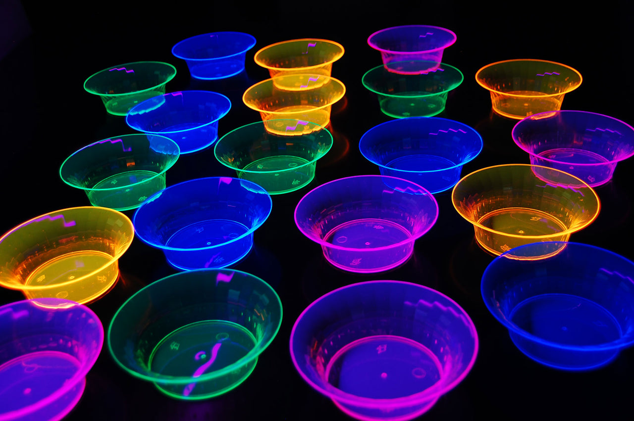 10 Ounce Neon UV Blacklight Reactive Glow Party Bowls- 20 Count