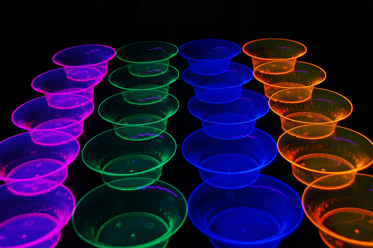 10 Ounce Neon UV Blacklight Reactive Glow Party Bowls- 20 Count