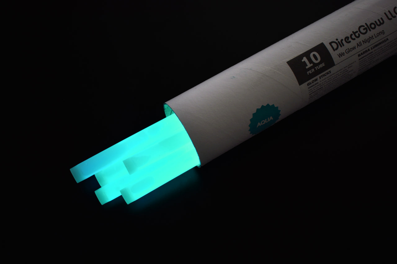 12 inch 15mm Aqua Premium Glow Sticks- 10 Per Package