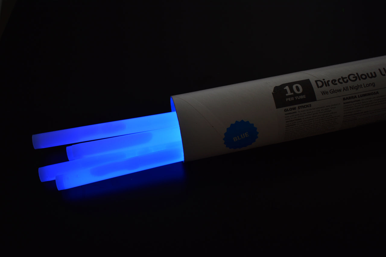 12 inch 15mm Blue Premium Glow Sticks- 10 Per Package