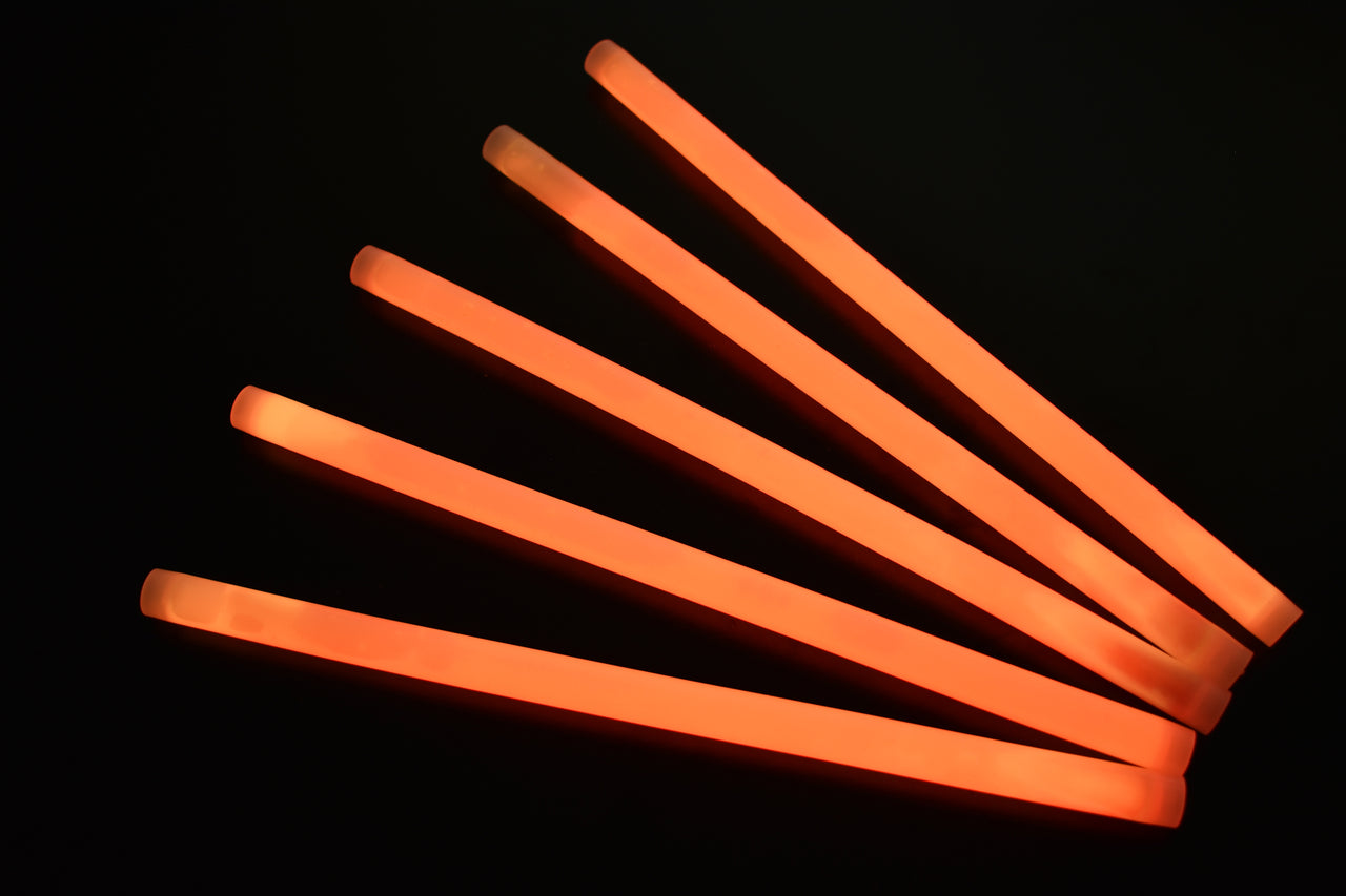 12 inch 15mm Orange Premium Glow Sticks- 10 Per Package
