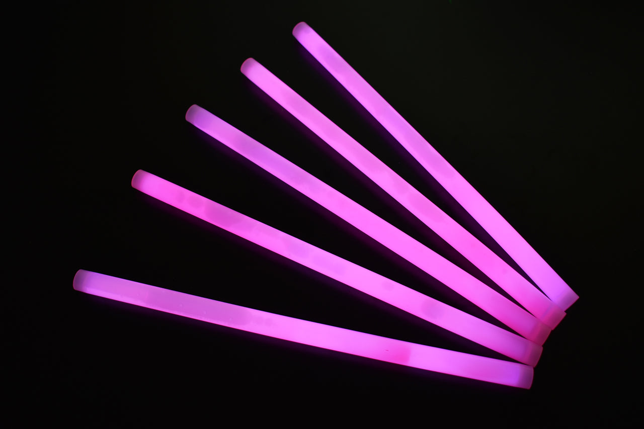 12 inch 15mm Pink Premium Glow Sticks- 10 Per Package
