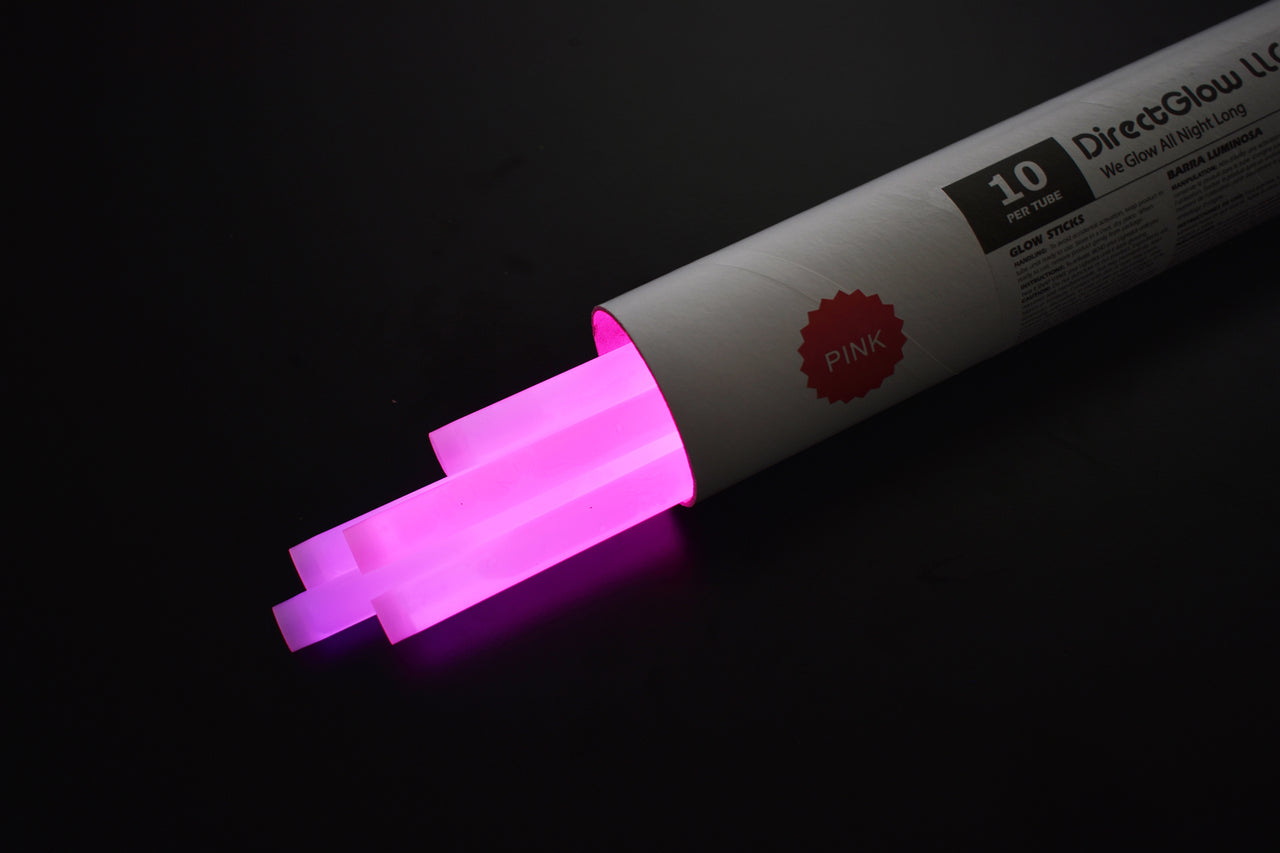 12 inch 15mm Pink Premium Glow Sticks- 10 Per Package