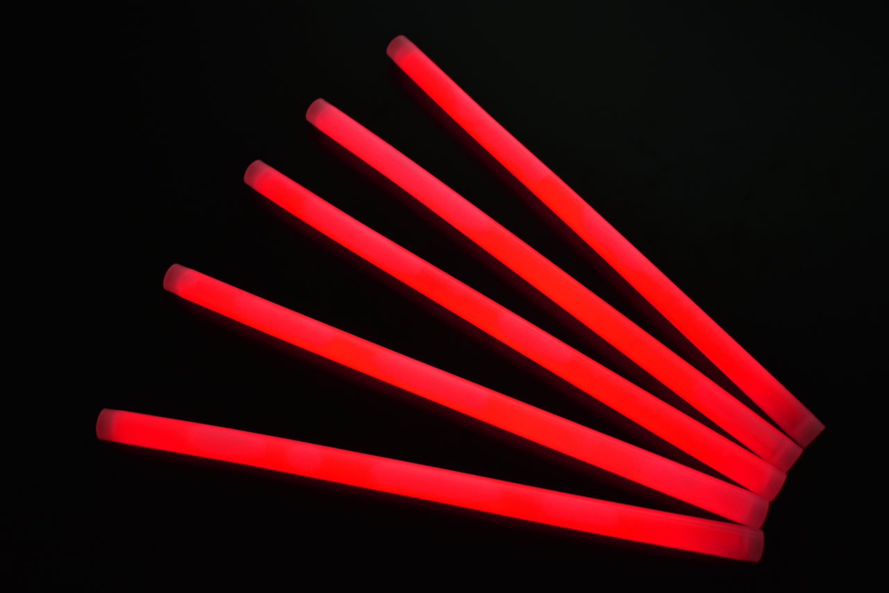 12 inch 15mm Red Premium Glow Sticks- 10 Per Package