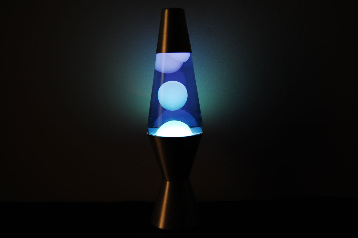 11.5 inch 12oz Lava Brand Motion Lamp Blue Liquid White Wax Fun Retro Home Decor