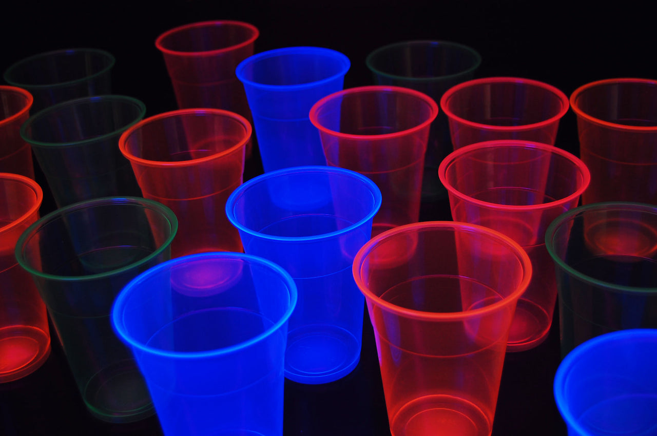 16oz Neon Assorted UV Blacklight Reactive Soft Plastic Glow Party Cups