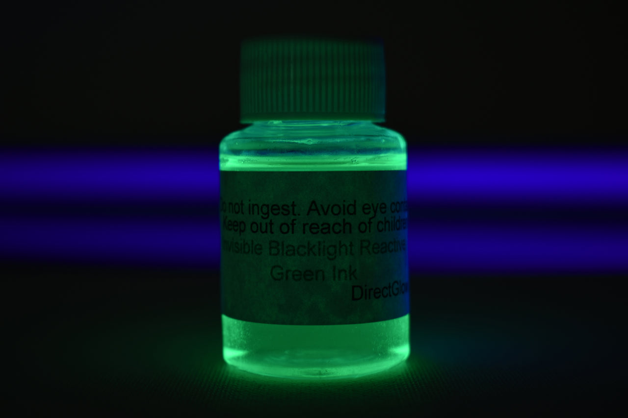 DirectGlow Premium Bright Green UV Blacklight Reactive Invisible Ink 1 Ounce Bottle