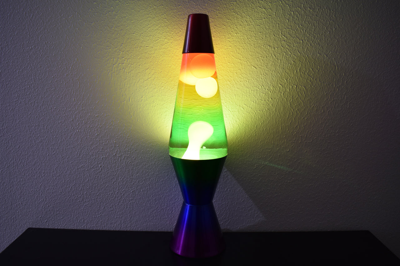 14.5 inch 20oz Color Max Rainbow Lava Brand Motion Lamp Clear Liquid White Lava