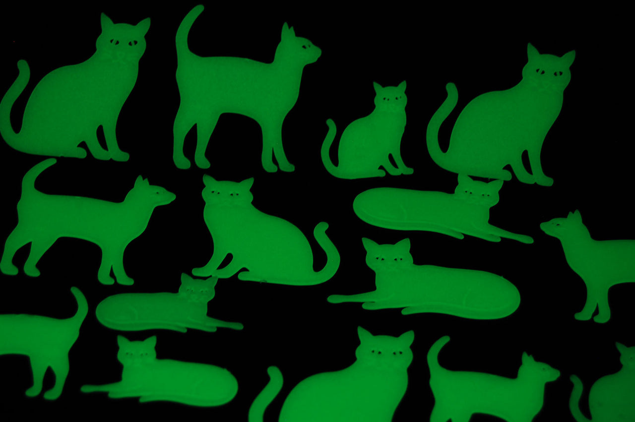 24 Piece Glow in the Dark Cats Wall and Ceiling Decor