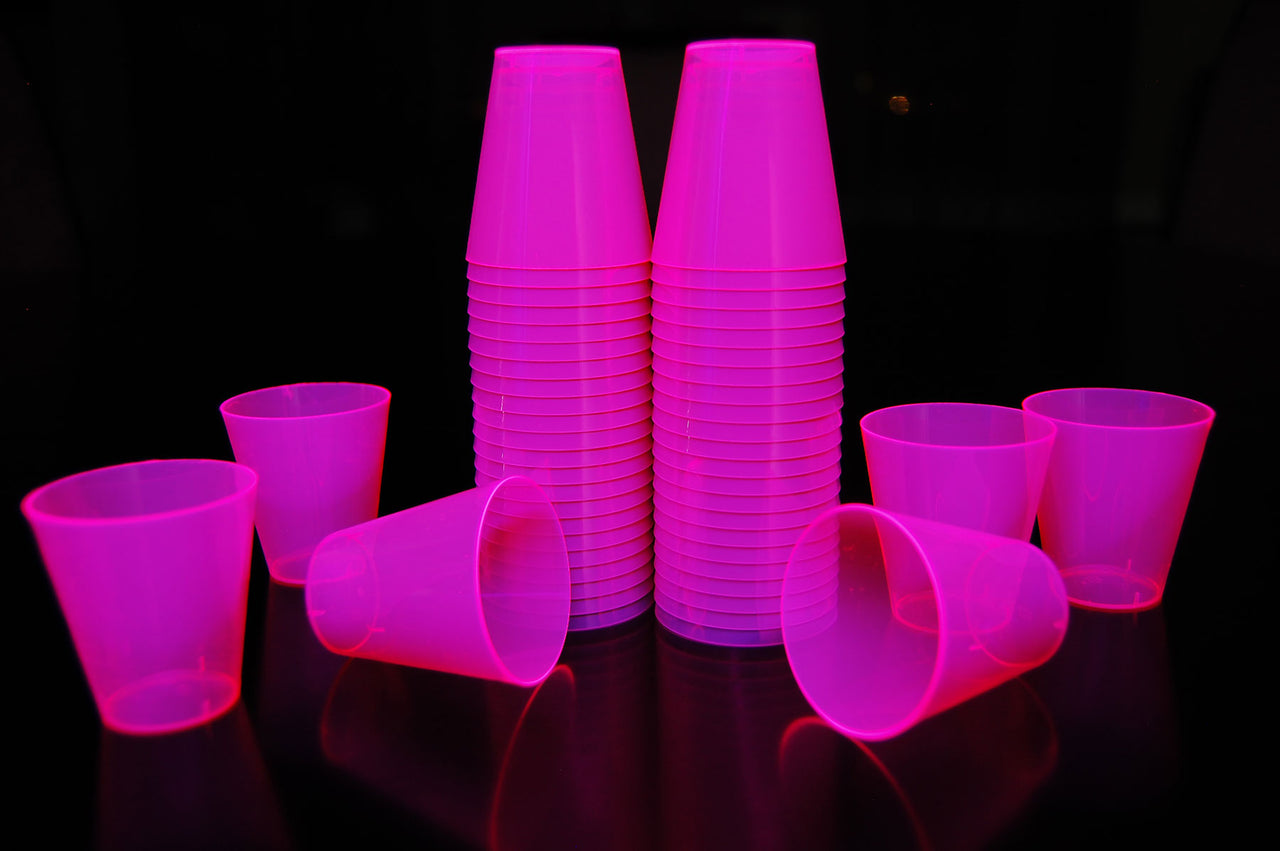 2 Ounce 50ct Neon UV Blacklight Reactive Glow Party Shot Glasses