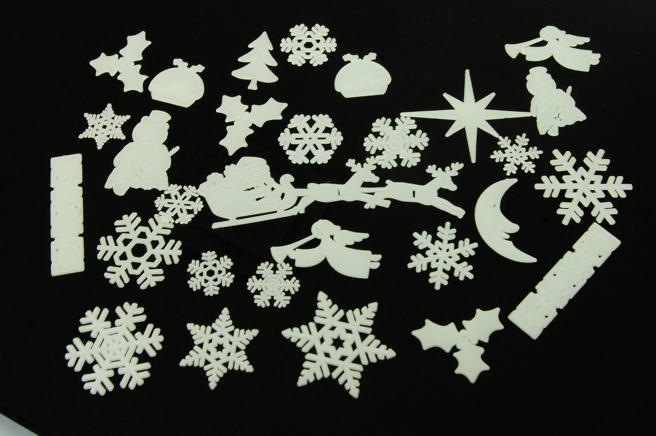30 Piece Glow in the Dark Christmas Shapes Wall Ceiling Decor