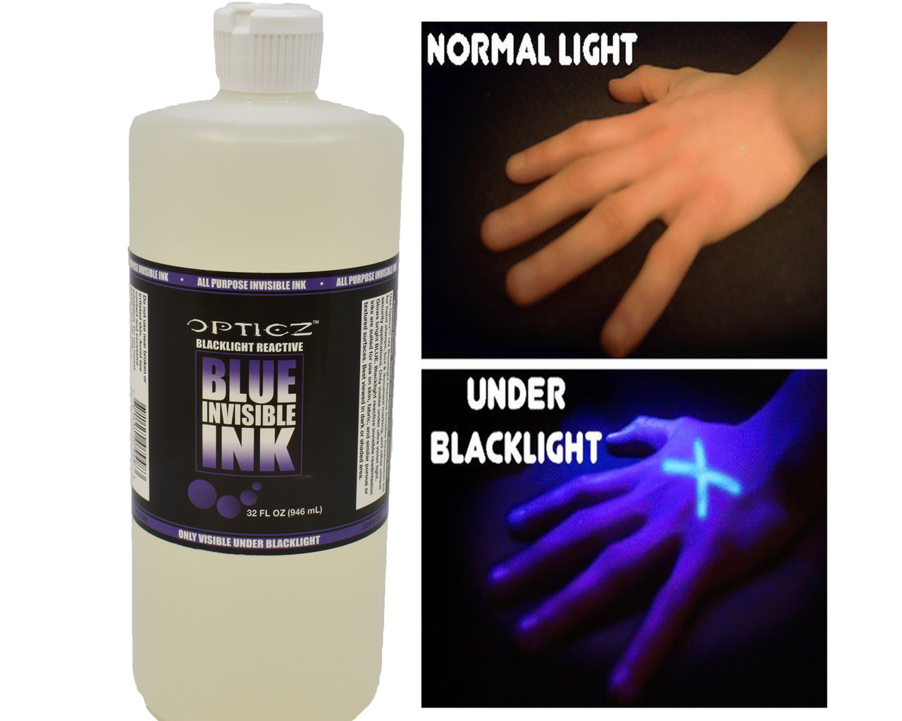 Opticz All Purpose Invisible Blue UV Blacklight Reactive Security Ink