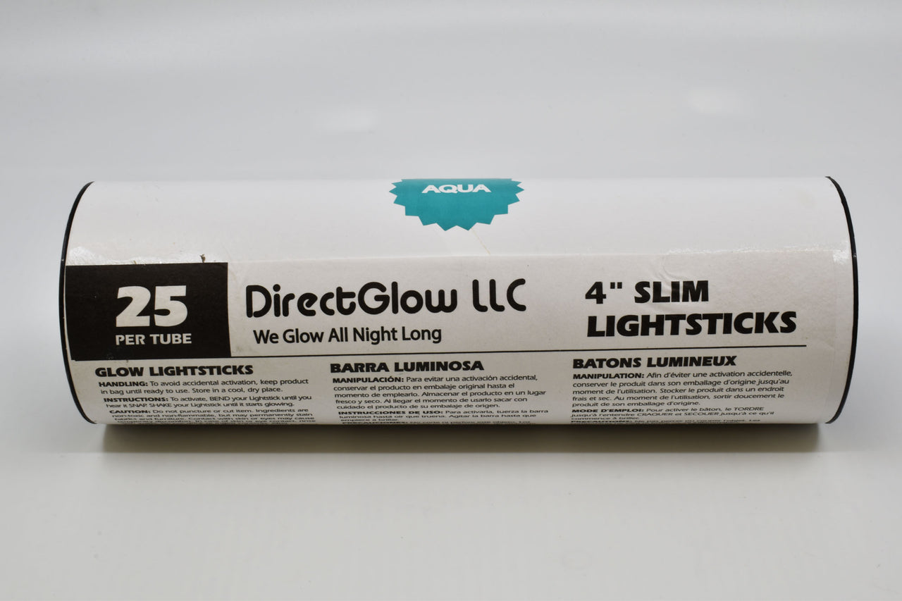 4 inch 10mm Aqua Glow Sticks- 25 Per Package