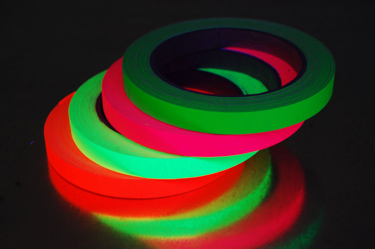 4 Pack Half Inch UV Blacklight Reactive Fluorescent Gaffer Tape 4 Rolls x 20 Yards