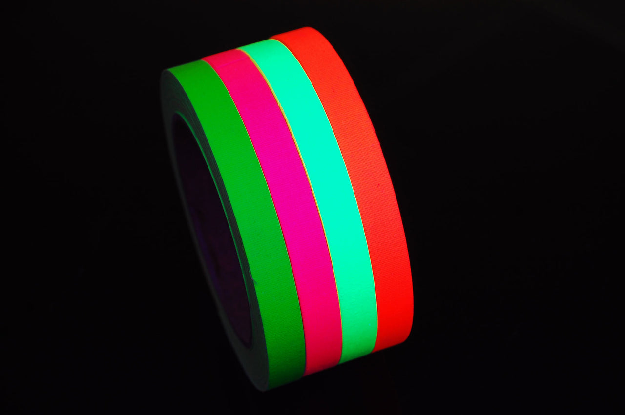 4 Pack Half Inch UV Blacklight Reactive Fluorescent Gaffer Tape 4 Rolls x 20 Yards