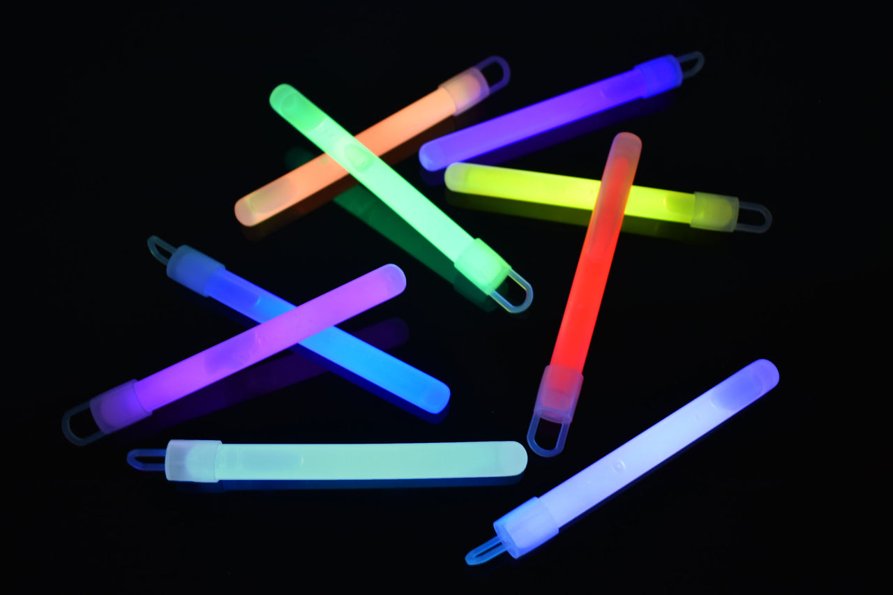 4 inch 10mm Assorted Glow Sticks- 25 Per Package