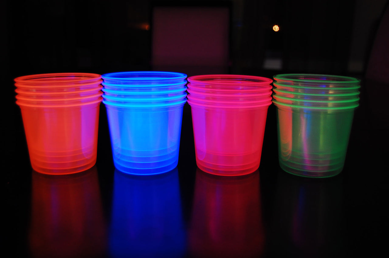 12oz Neon Assorted UV Blacklight Reactive Soft Plastic Glow Party Cups