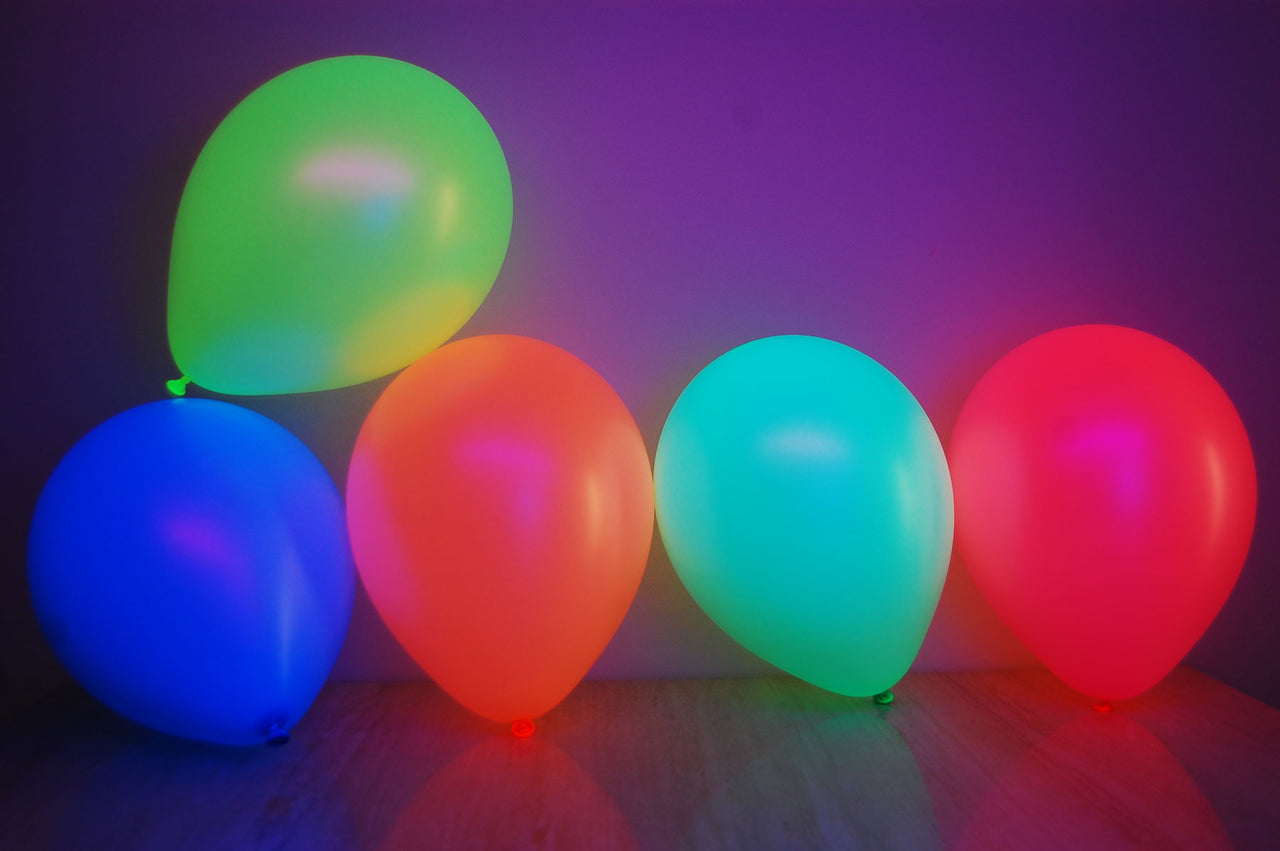 UV Blacklight Reactive Latex 11 inch Happy Birthday Balloons Assorted