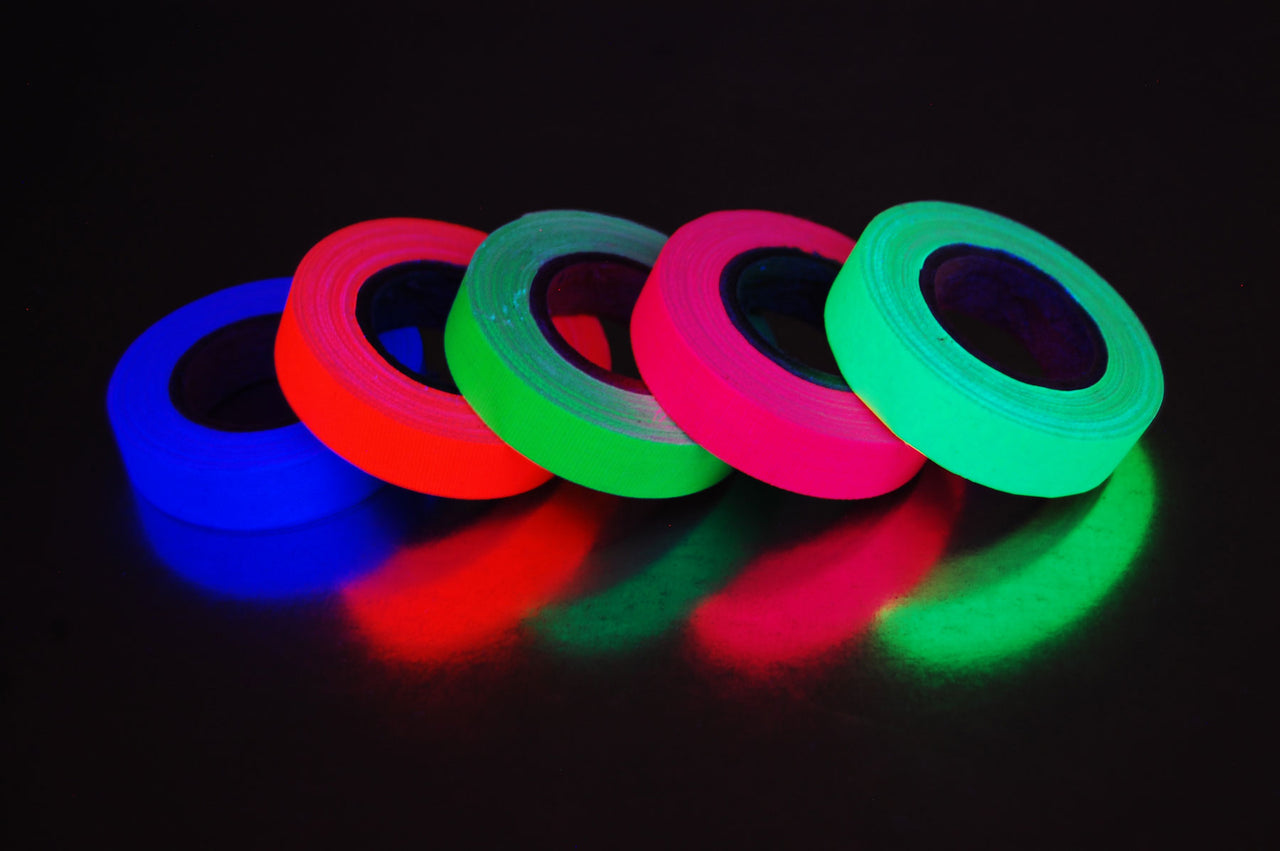 5 Pack Half Inch UV Blacklight Reactive Fluorescent Gaffer Tape 5 Rolls x 6 Yards