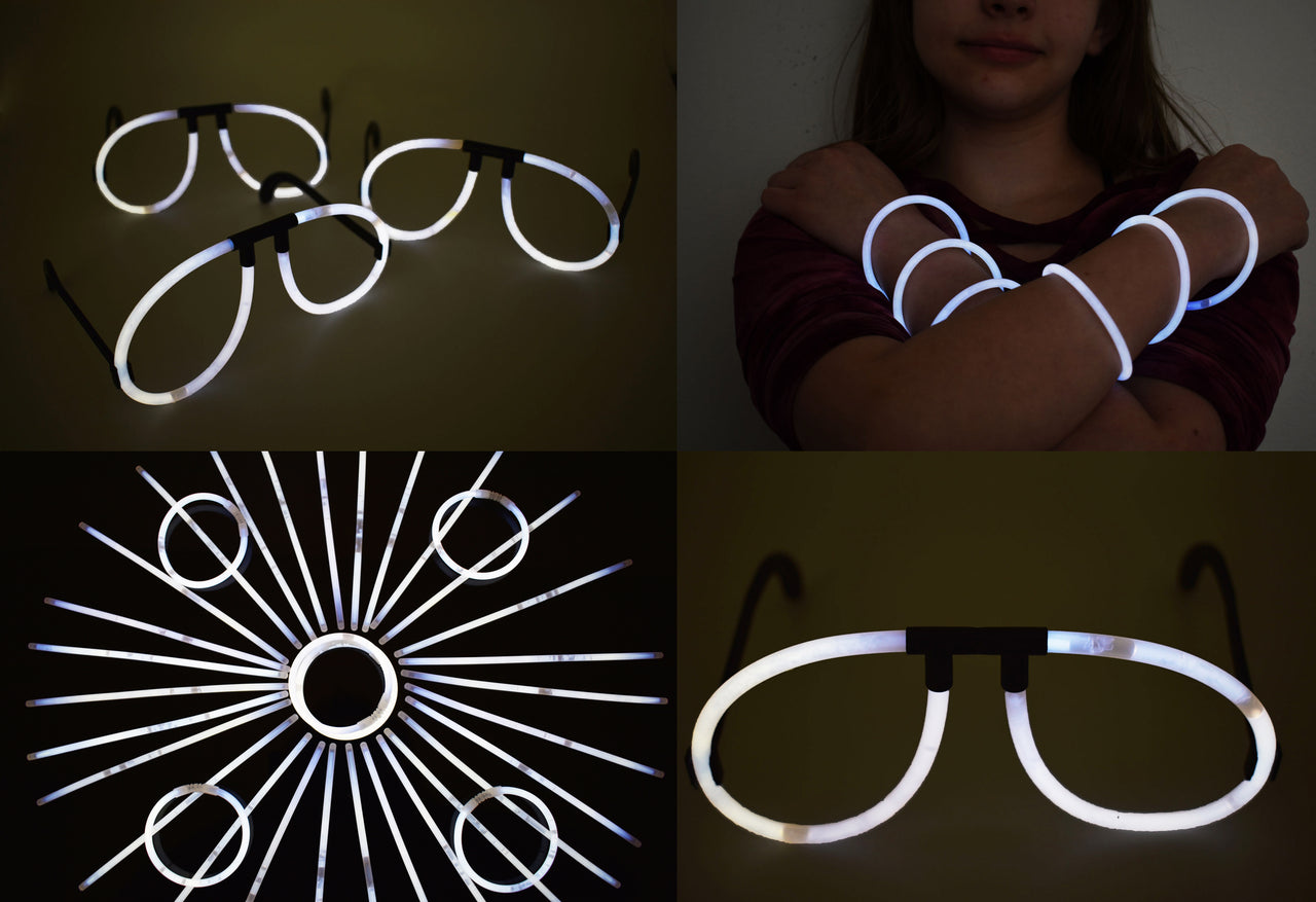 White Glow Stick Eye Glasses Bracelets Bulk Pack- 50 Pairs