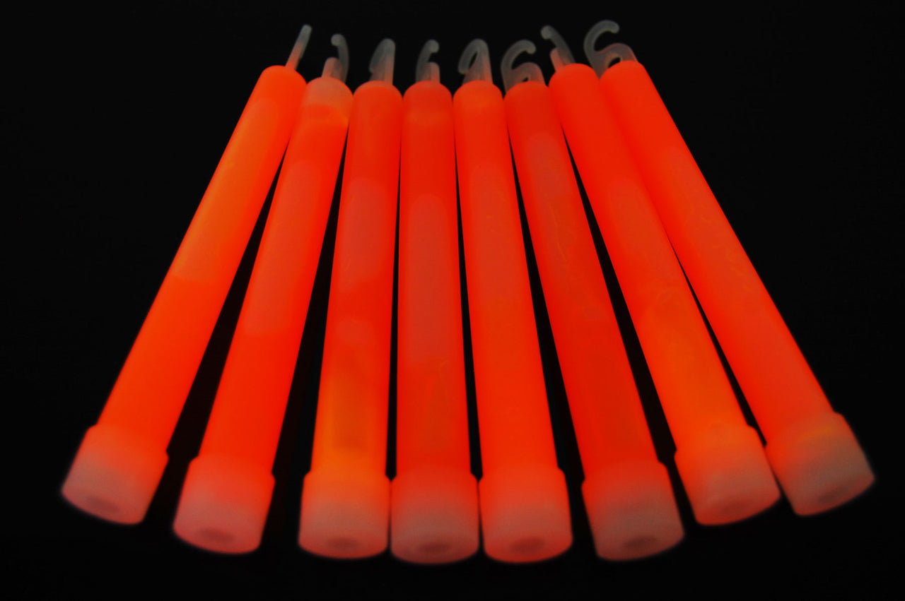6 inch 15mm Orange Premium Safety Glow Sticks- 25 Per Package