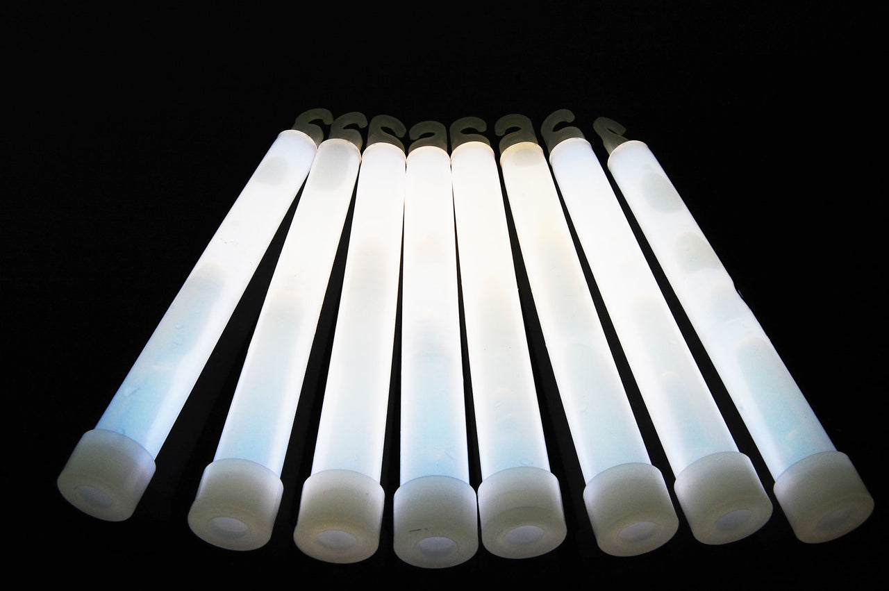 6 inch 15mm White Premium Safety Glow Sticks- 25 Per Package