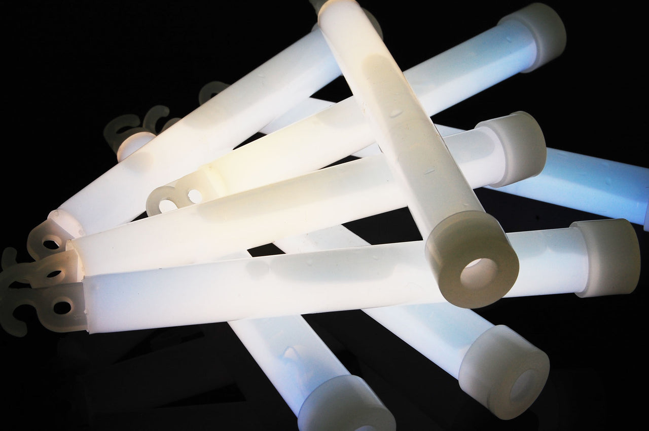 6 inch 15mm White Premium Safety Glow Sticks- 25 Per Package