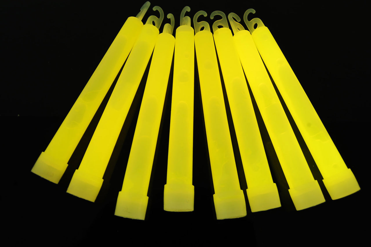 6 inch 15mm Yellow Premium Safety Glow Sticks- 25 Per Package