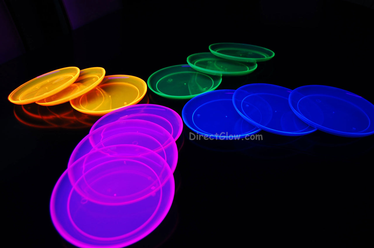 7.5 inch Neon UV Blacklight Reactive Glow Party Plates- 40 Count