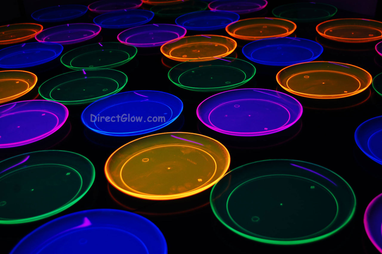 7.5 inch Neon UV Blacklight Reactive Glow Party Plates- 40 Count