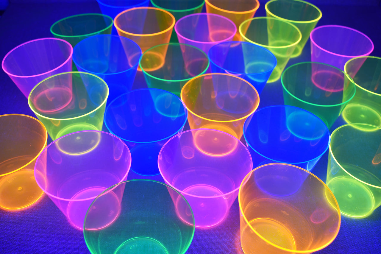 16oz Neon Assorted UV Blacklight Reactive Soft Plastic Glow Party Cups –  DirectGlow LLC