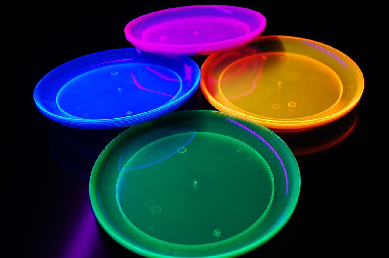 9 inch Neon Assorted UV Blacklight Reactive Glow Party Plates- 20 Count