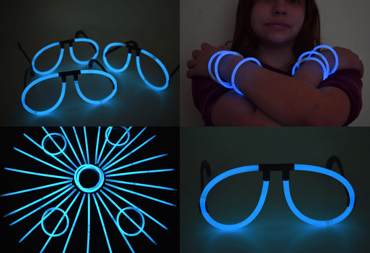 Aqua Glow Stick Eye Glasses Bracelets Bulk Pack- 50 Pairs