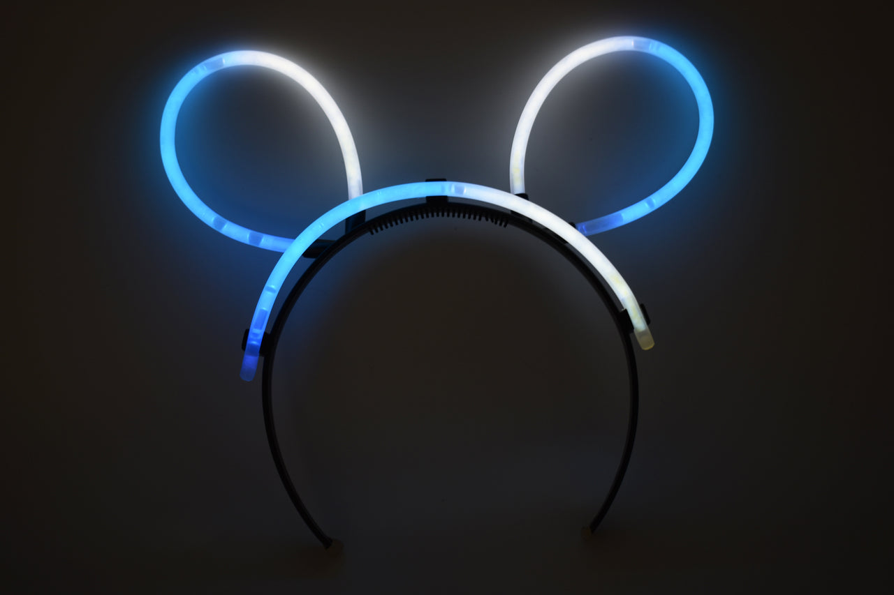 Aqua White Bi-Color Glow Stick Bunny Ears- 33 Pieces