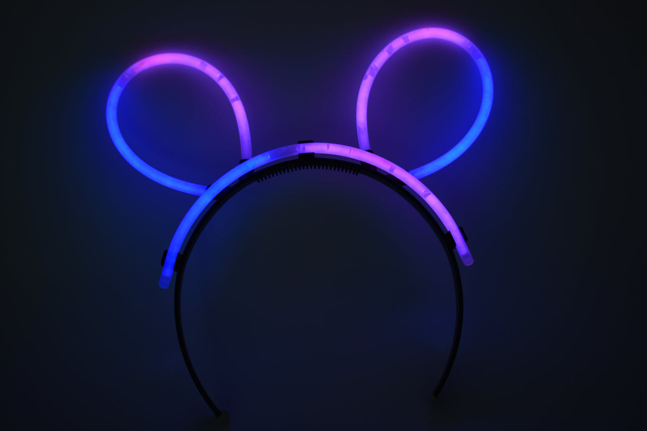 Blue Pink Bi-Color Glow Stick Bunny Ears- 33 Pieces
