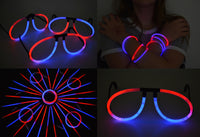 Thumbnail for Blue Red Bi-Color Glow Stick Eye Glasses Bracelets Bulk Pack- 50 Pairs