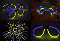 Thumbnail for Blue Yellow Bi-Color Glow Stick Eye Glasses Bracelets Bulk Pack- 50 Pairs