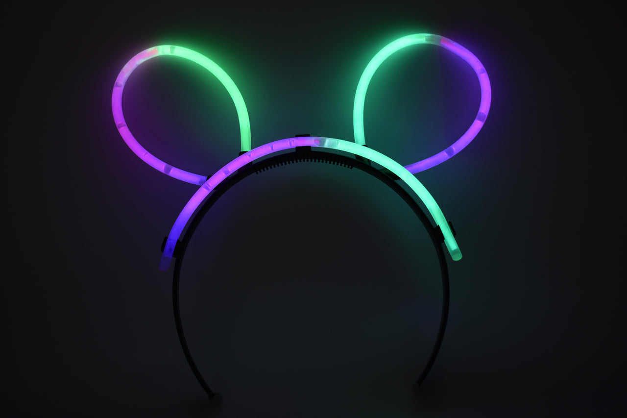 Green Pink Bi-Color Glow Stick Bunny Ears- 33 Pieces