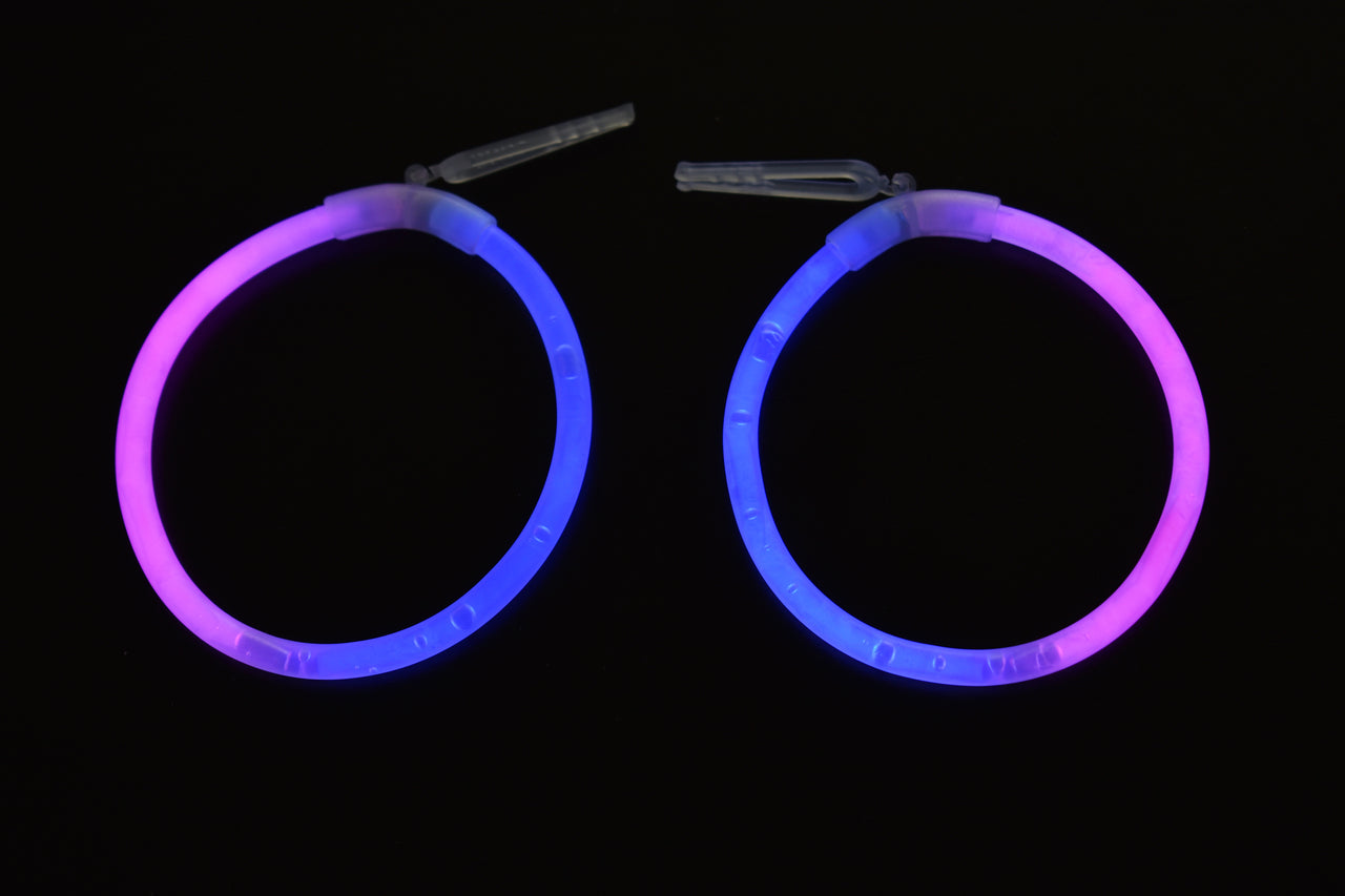 Blue Pink Bi-Color Glow Stick Hoop Earrings- 50 Pairs