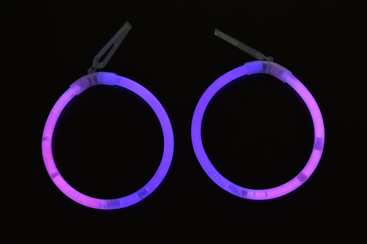 Pink Purple Bi-Color Glow Stick Hoop Earrings- 50 Pairs