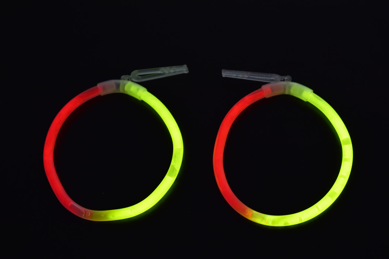 Red Yellow Bi-Color Glow Stick Hoop Earrings- 50 Pairs