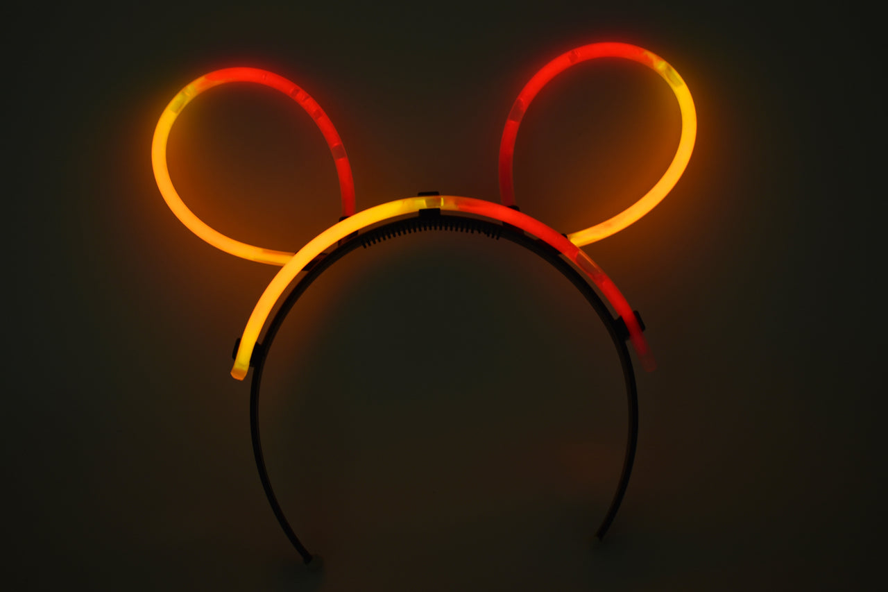 Orange Red Bi-Color Glow Stick Bunny Ears- 33 Pieces