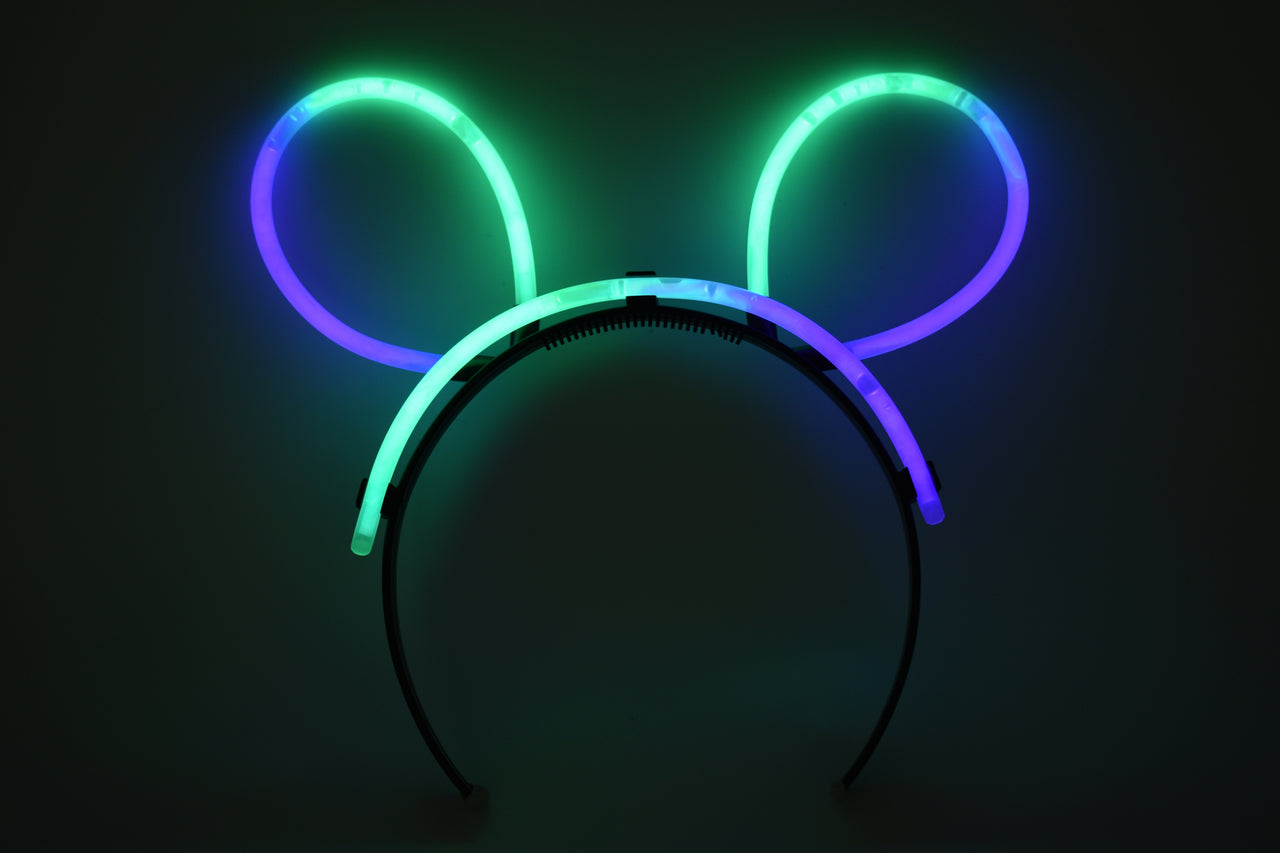 Purple Green Bi-Color Glow Stick Bunny Ears- 33 Pieces