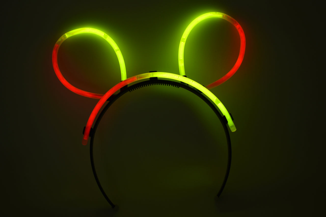 Red Yellow Bi-Color Glow Stick Bunny Ears- 33 Pieces