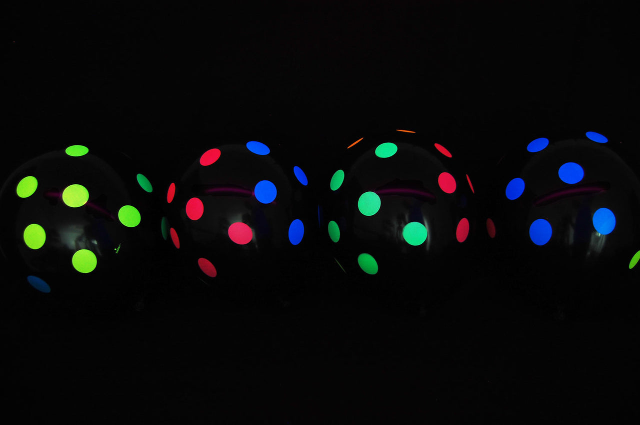 11 Inch UV Blacklight Neon Polka Dot Black Latex Print Balloons
