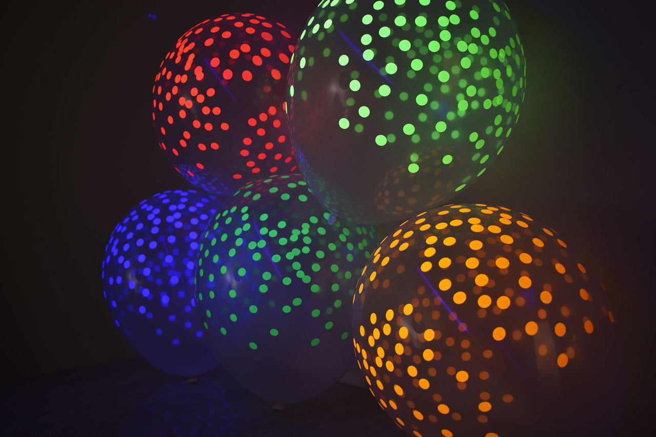 11 Inch UV Blacklight Confetti Print Balloons
