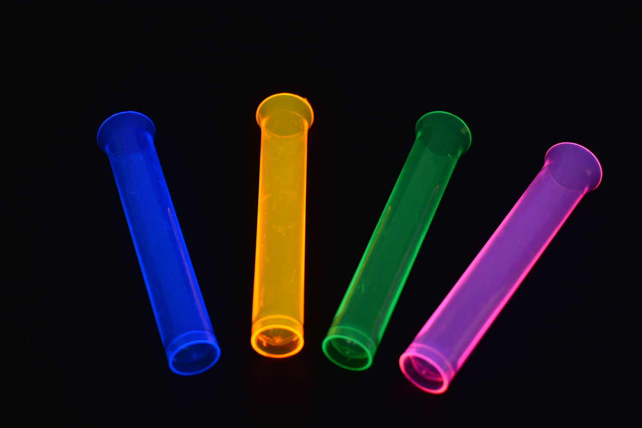 1.5 Ounce 15ct Neon UV Blacklight Reactive Glow Party Tube Shot Glasses