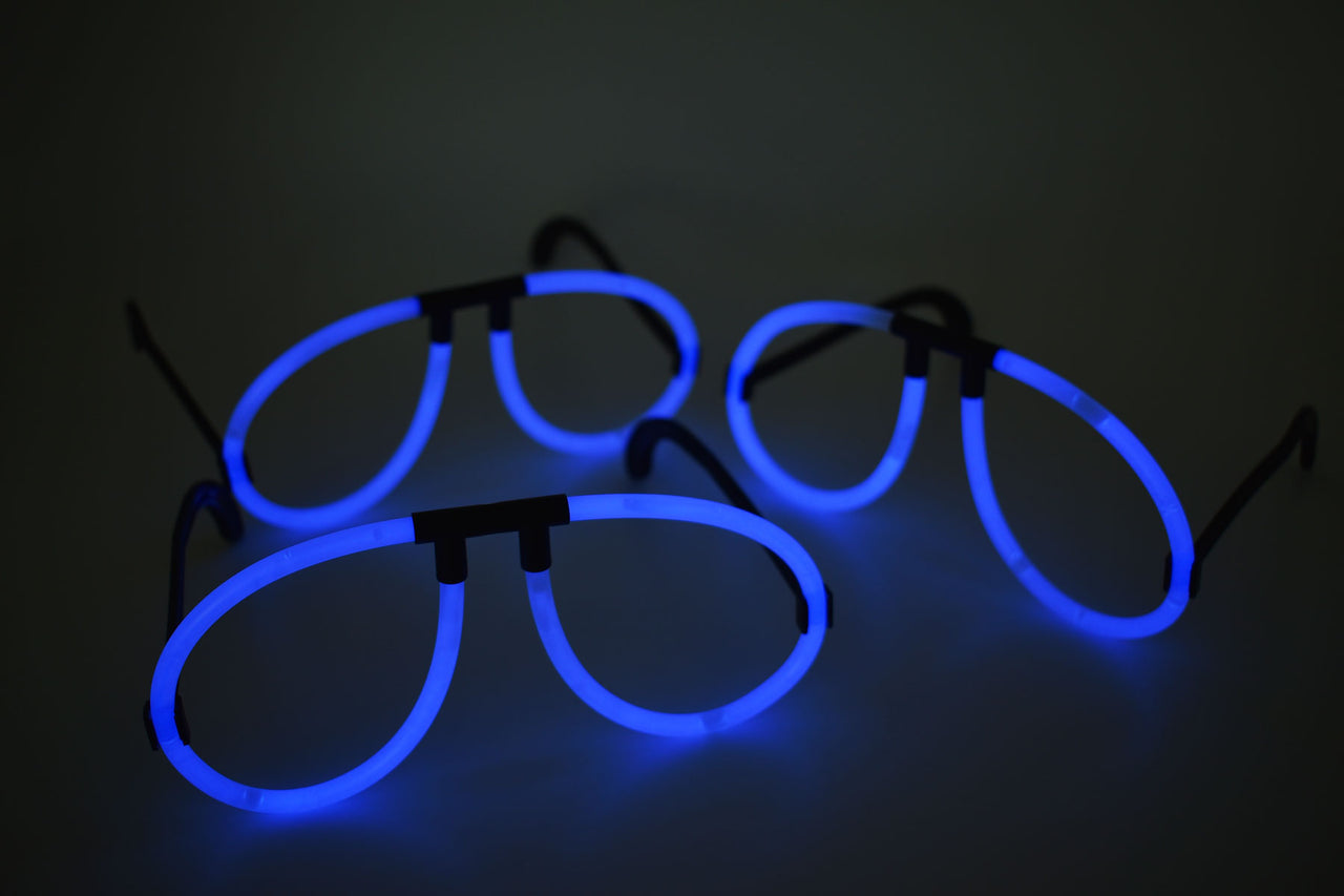 Blue Glow Stick Eye Glasses Bracelets Bulk Pack- 50 Pairs